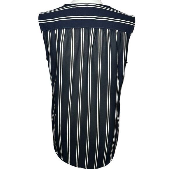 J. Crew‎ Drapey Keyhole Tomboy Tank Top Sheer Navy Blue with White Stripe Size 6 - Picture 12 of 12